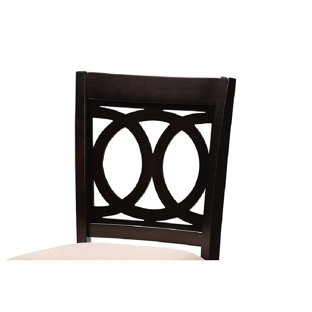 Baxton Studio Lenoir Modern and Contemporary Sand Fabric Upholstered Espresso Brown Finished 5-Piece Wood Pub Set