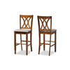 Baxton Studio Calista Modern and Contemporary Grey Fabric Upholstered and Walnut Brown Finished Wood 2-Piece Bar Stool Set