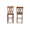 Baxton Studio Calista Modern and Contemporary Grey Fabric Upholstered and Walnut Brown Finished Wood 2-Piece Bar Stool Set