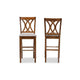 Baxton Studio Calista Modern and Contemporary Grey Fabric Upholstered and Walnut Brown Finished Wood 2-Piece Bar Stool Set