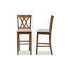 Baxton Studio Calista Modern and Contemporary Grey Fabric Upholstered and Walnut Brown Finished Wood 2-Piece Bar Stool Set