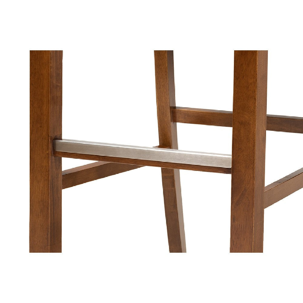 Baxton Studio Calista Modern and Contemporary Grey Fabric Upholstered and Walnut Brown Finished Wood 2-Piece Bar Stool Set