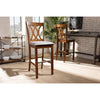 Baxton Studio Calista Modern and Contemporary Grey Fabric Upholstered and Walnut Brown Finished Wood 2-Piece Bar Stool Set