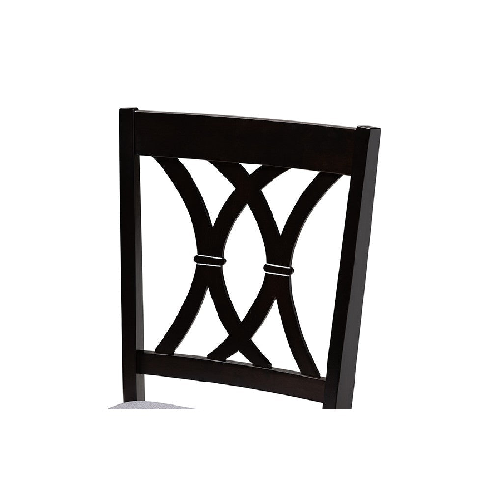 Baxton Studio Reneau Modern and Contemporary Gray Fabric Upholstered Espresso Brown Finished Wood 5-Piece Dining Set