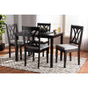 Baxton Studio Reneau Modern and Contemporary Gray Fabric Upholstered Espresso Brown Finished Wood 5-Piece Dining Set