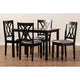 Baxton Studio Reneau Modern and Contemporary Gray Fabric Upholstered Espresso Brown Finished Wood 5-Piece Dining Set