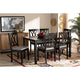 Baxton Studio Reneau Modern and Contemporary Grey Fabric Upholstered Espresso Brown Finished Wood 7-Piece Dining Set