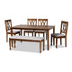 Baxton Studio Reneau Modern and Contemporary Grey Fabric Upholstered and Walnut Brown Finished Wood 6-Piece Dining Set