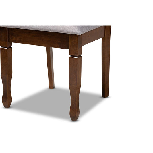 Baxton Studio Reneau Modern and Contemporary Grey Fabric Upholstered and Walnut Brown Finished Wood 6-Piece Dining Set