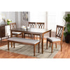 Baxton Studio Reneau Modern and Contemporary Grey Fabric Upholstered and Walnut Brown Finished Wood 6-Piece Dining Set