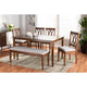 Baxton Studio Reneau Modern and Contemporary Grey Fabric Upholstered and Walnut Brown Finished Wood 6-Piece Dining Set