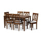 Baxton Studio Augustine Modern and Contemporary Grey Fabric Upholstered and Walnut Brown Finished Wood 7-Piece Dining Set