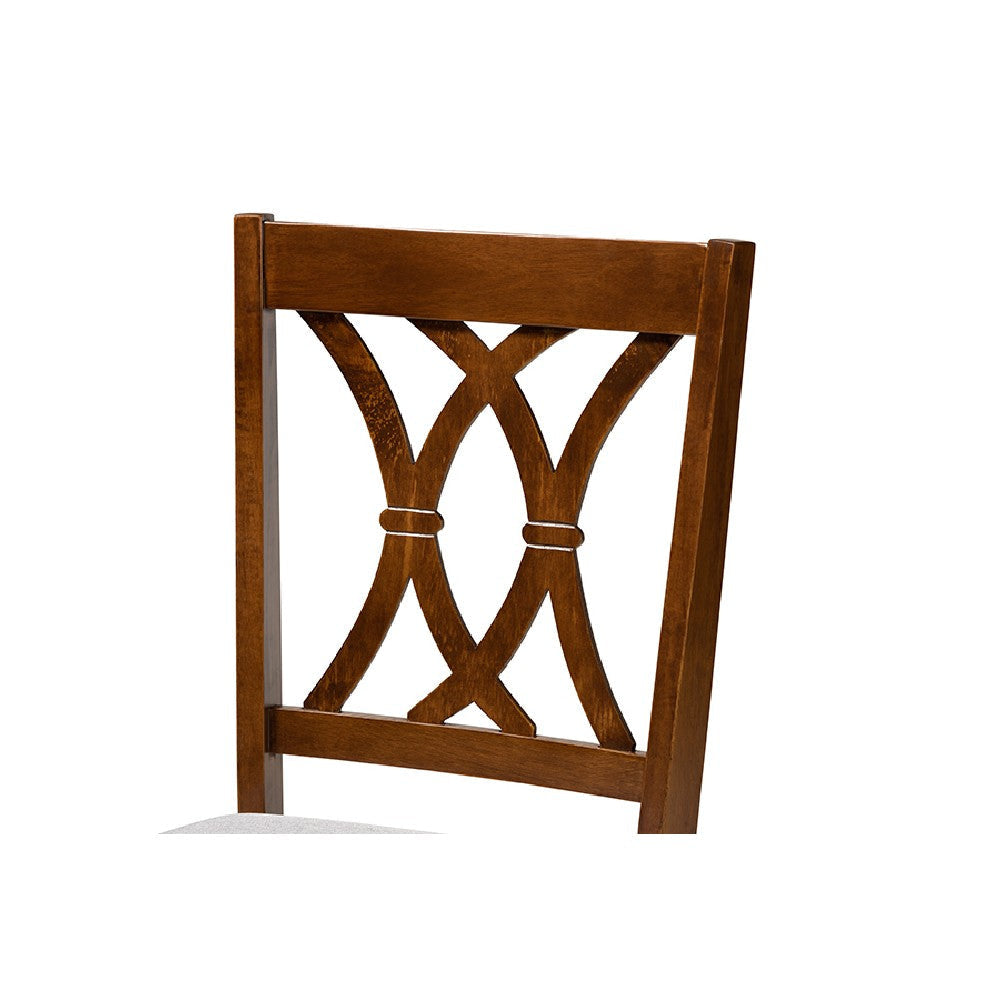 Baxton Studio Augustine Modern and Contemporary Grey Fabric Upholstered and Walnut Brown Finished Wood 7-Piece Dining Set