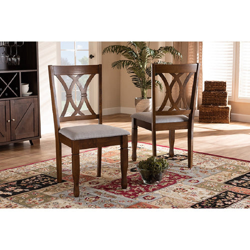 Baxton Studio Augustine Modern and Contemporary Grey Fabric Upholstered and Walnut Brown Finished Wood 2-Piece Dining Chair Set Set