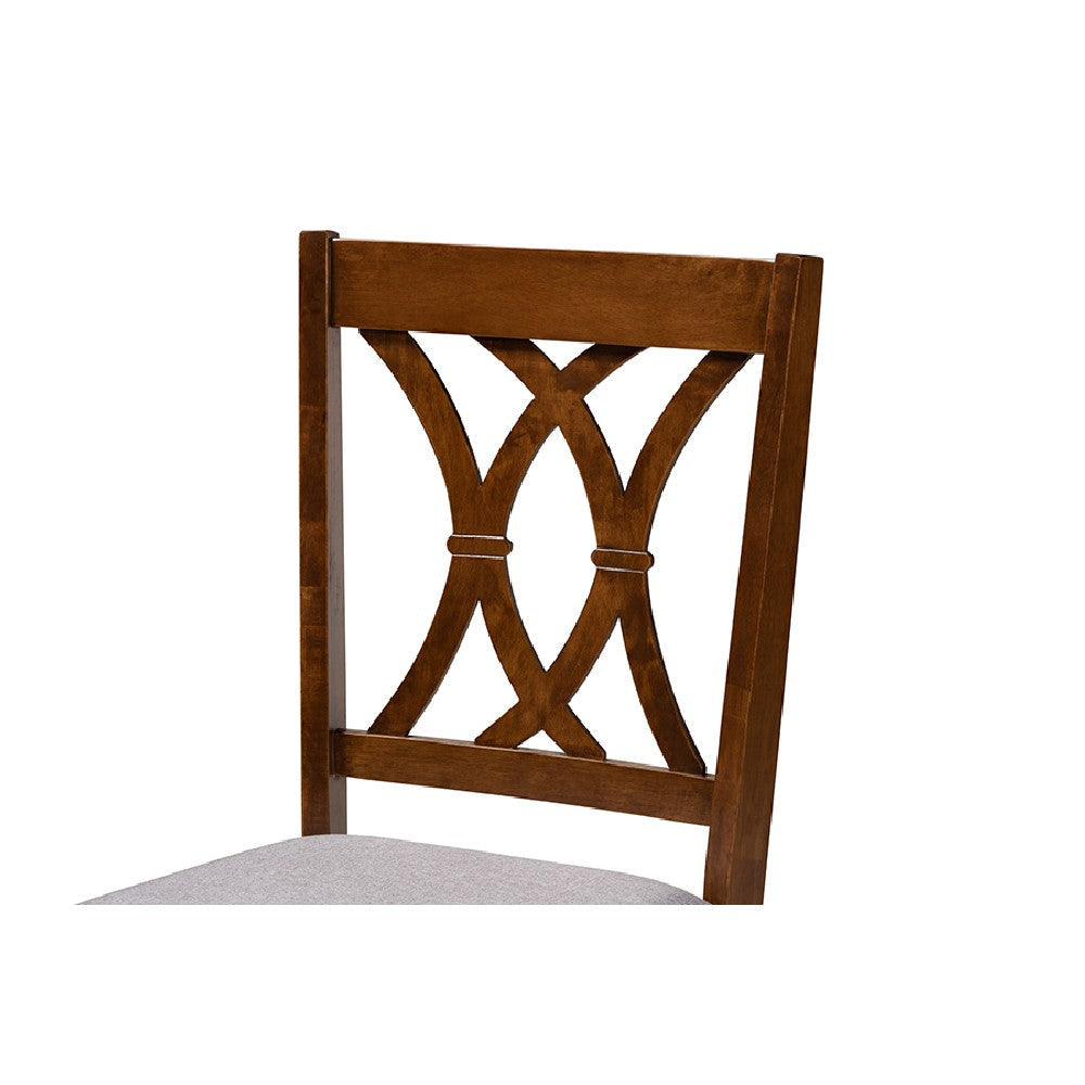 Baxton Studio Augustine Modern and Contemporary Grey Fabric Upholstered and Walnut Brown Finished Wood 4-Piece Dining Chair Set Set