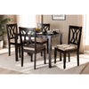 Baxton Studio Reneau Modern and Contemporary Sand Fabric Upholstered Espresso Brown Finished Wood 5-Piece Dining Set
