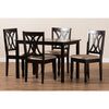 Baxton Studio Reneau Modern and Contemporary Sand Fabric Upholstered Espresso Brown Finished Wood 5-Piece Dining Set