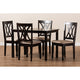 Baxton Studio Reneau Modern and Contemporary Sand Fabric Upholstered Espresso Brown Finished Wood 5-Piece Dining Set