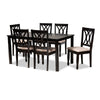 Baxton Studio Reneau Modern and Contemporary Sand Fabric Upholstered Espresso Brown Finished Wood 7-Piece Dining Set