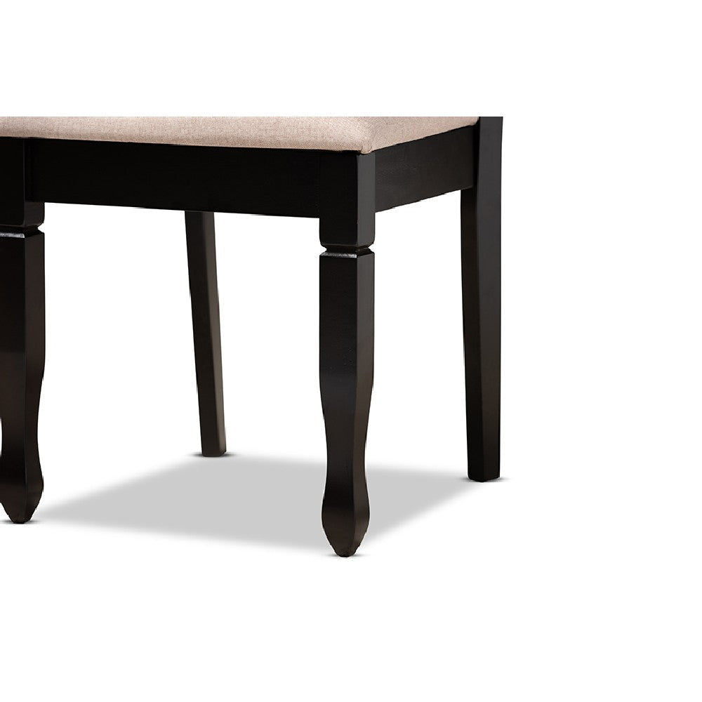 Baxton Studio Reneau Modern and Contemporary Sand Fabric Upholstered Espresso Brown Finished Wood 7-Piece Dining Set