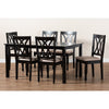 Baxton Studio Reneau Modern and Contemporary Sand Fabric Upholstered Espresso Brown Finished Wood 7-Piece Dining Set