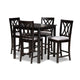 Baxton Studio Reneau Modern and Contemporary Gray Fabric Upholstered Espresso Brown Finished 5-Piece Wood Pub Set