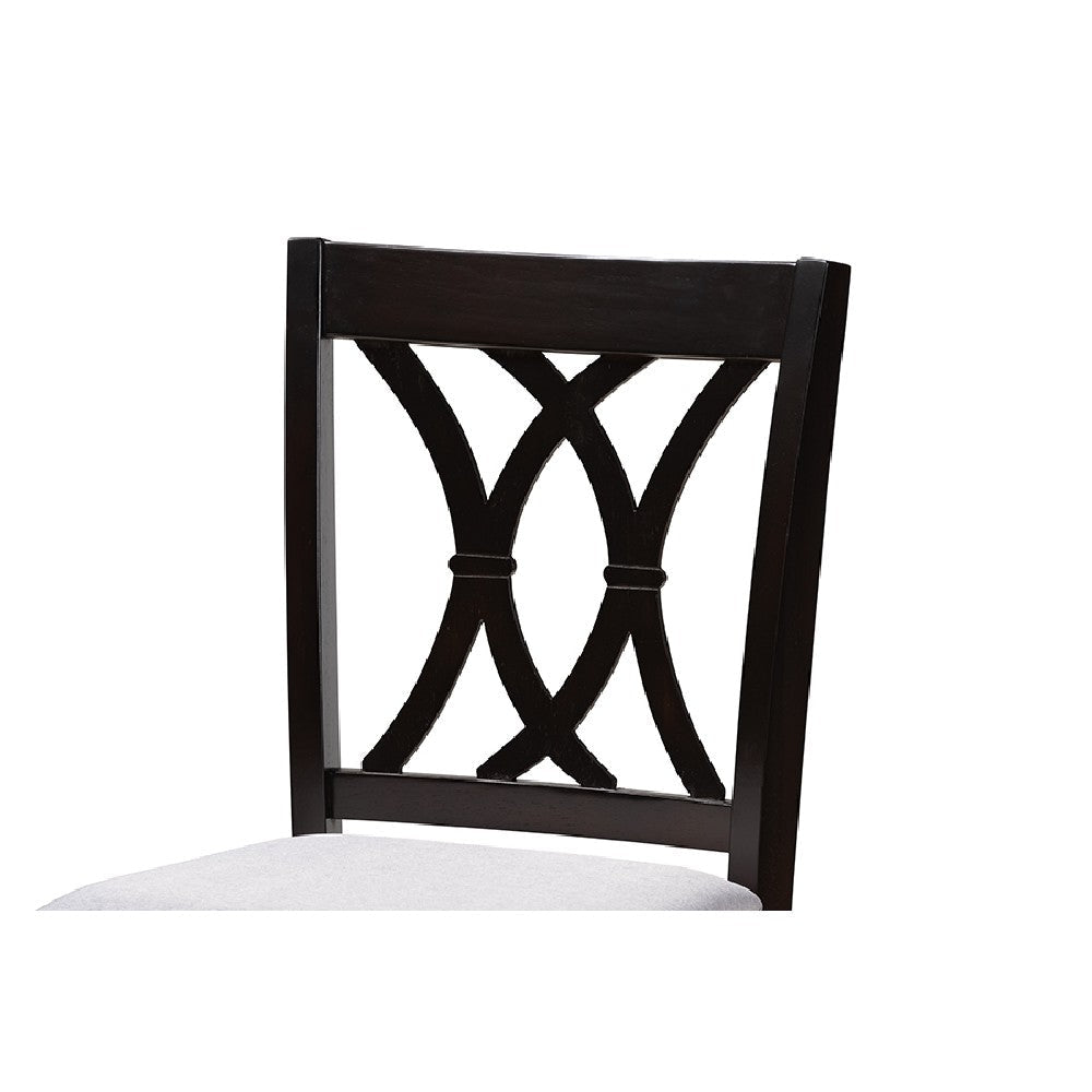 Baxton Studio Reneau Modern and Contemporary Gray Fabric Upholstered Espresso Brown Finished 5-Piece Wood Pub Set