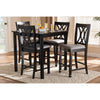 Baxton Studio Reneau Modern and Contemporary Gray Fabric Upholstered Espresso Brown Finished 5-Piece Wood Pub Set