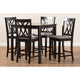 Baxton Studio Reneau Modern and Contemporary Gray Fabric Upholstered Espresso Brown Finished 5-Piece Wood Pub Set