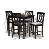 Baxton Studio Reneau Modern and Contemporary Gray Fabric Upholstered Espresso Brown Finished 5-Piece Wood Pub Set