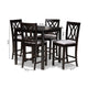 Baxton Studio Reneau Modern and Contemporary Gray Fabric Upholstered Espresso Brown Finished 5-Piece Wood Pub Set