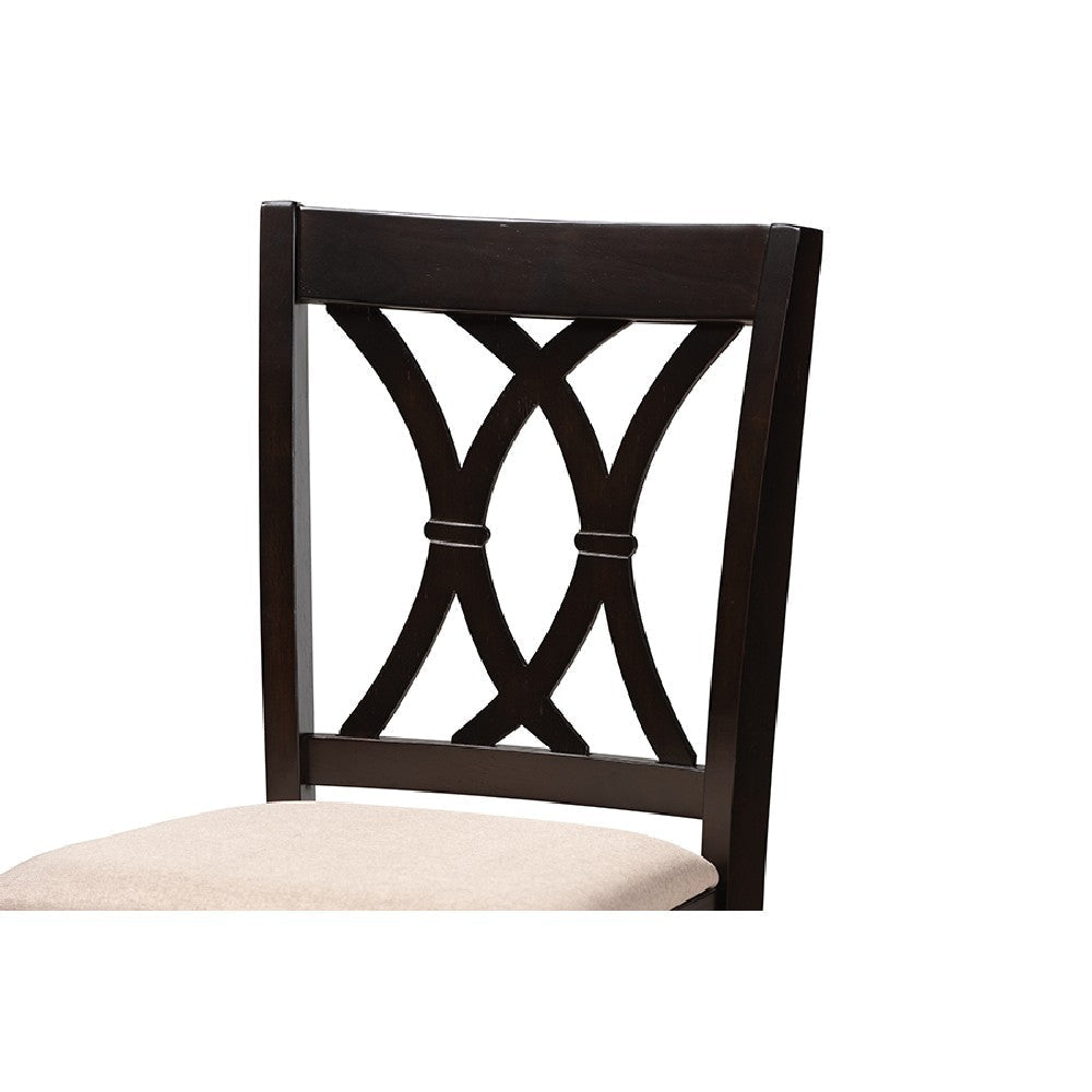 Baxton Studio Reneau Modern and Contemporary Sand Fabric Upholstered Espresso Brown Finished 5-Piece Wood Pub Set