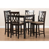 Baxton Studio Reneau Modern and Contemporary Sand Fabric Upholstered Espresso Brown Finished 5-Piece Wood Pub Set