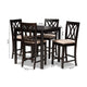 Baxton Studio Reneau Modern and Contemporary Sand Fabric Upholstered Espresso Brown Finished 5-Piece Wood Pub Set