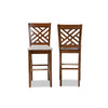 Baxton Studio Jason Modern and Contemporary Grey Fabric Upholstered and Walnut Brown Finished Wood 2-Piece Bar Stool Set