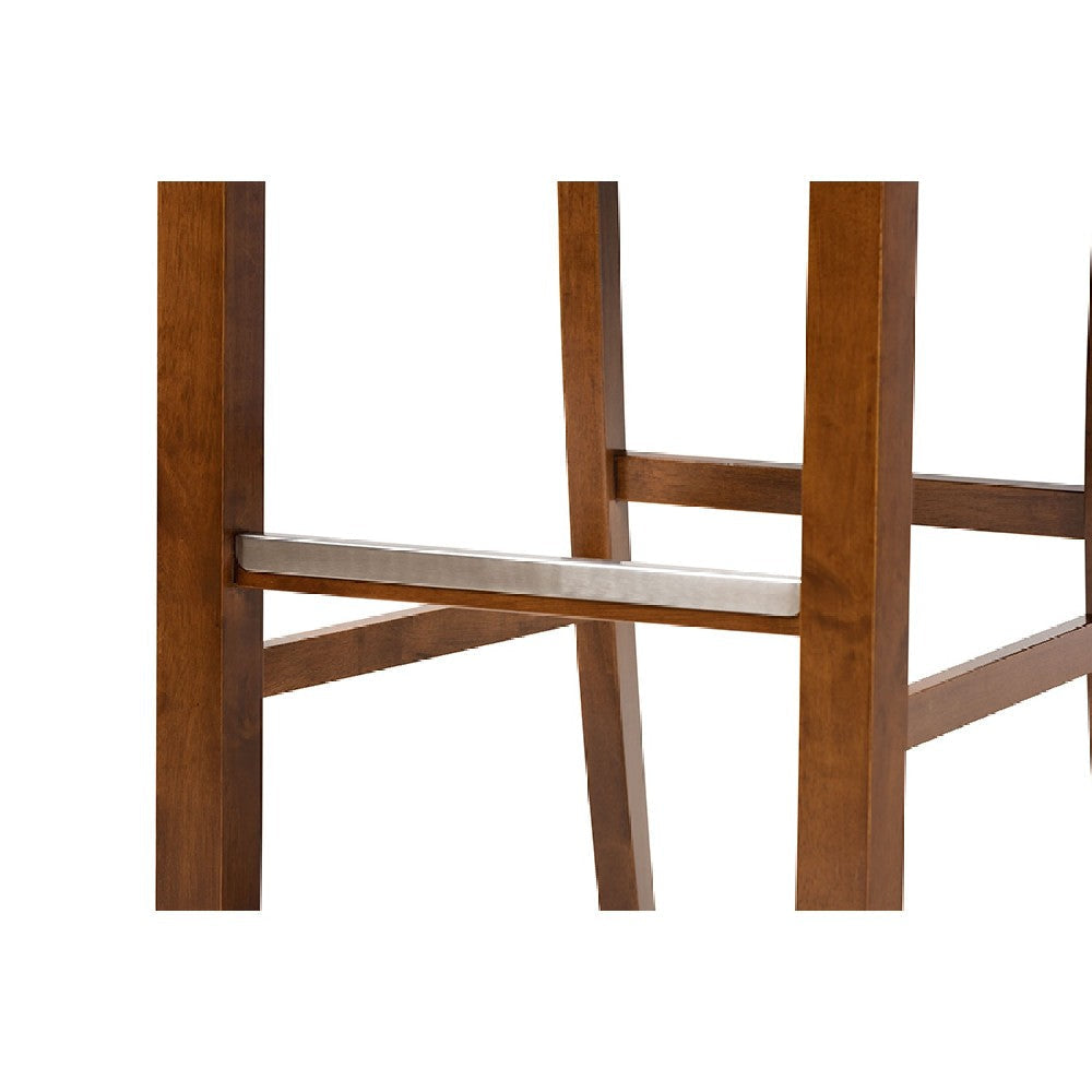 Baxton Studio Jason Modern and Contemporary Grey Fabric Upholstered and Walnut Brown Finished Wood 2-Piece Bar Stool Set