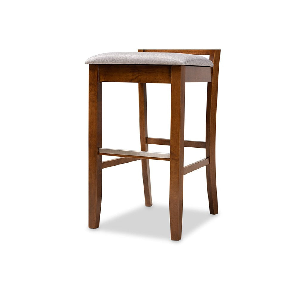 Baxton Studio Jason Modern and Contemporary Grey Fabric Upholstered and Walnut Brown Finished Wood 2-Piece Bar Stool Set
