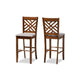 Baxton Studio Jason Modern and Contemporary Grey Fabric Upholstered and Walnut Brown Finished Wood 2-Piece Bar Stool Set