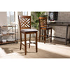 Baxton Studio Jason Modern and Contemporary Grey Fabric Upholstered and Walnut Brown Finished Wood 2-Piece Bar Stool Set