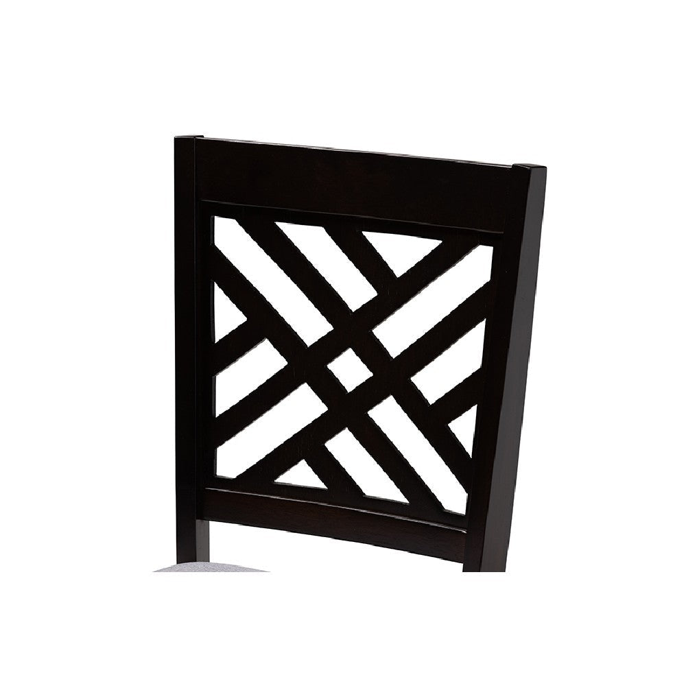 Baxton Studio Caron Modern and Contemporary Gray Fabric Upholstered Espresso Brown Finished Wood 5-Piece Dining Set