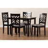 Baxton Studio Caron Modern and Contemporary Gray Fabric Upholstered Espresso Brown Finished Wood 5-Piece Dining Set