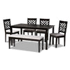 Baxton Studio Gustavo Modern and Contemporary Grey Fabric Upholstered and Dark Brown Finished Wood 6-Piece Dining Set