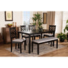 Baxton Studio Gustavo Modern and Contemporary Grey Fabric Upholstered and Dark Brown Finished Wood 6-Piece Dining Set