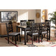 Baxton Studio Caron Modern and Contemporary Grey Fabric Upholstered Espresso Brown Finished Wood 7-Piece Dining Set