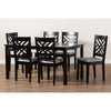 Baxton Studio Caron Modern and Contemporary Grey Fabric Upholstered Espresso Brown Finished Wood 7-Piece Dining Set