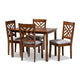 Baxton Studio Caron Modern and Contemporary Grey Fabric Upholstered Walnut Brown Finished Wood 5-Piece Dining Set