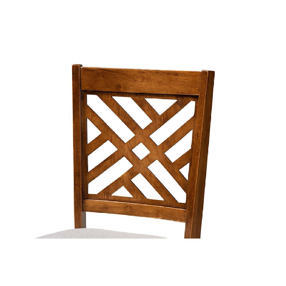 Baxton Studio Caron Modern and Contemporary Grey Fabric Upholstered and Walnut Brown Finished Wood 2-Piece Dining Chair Set