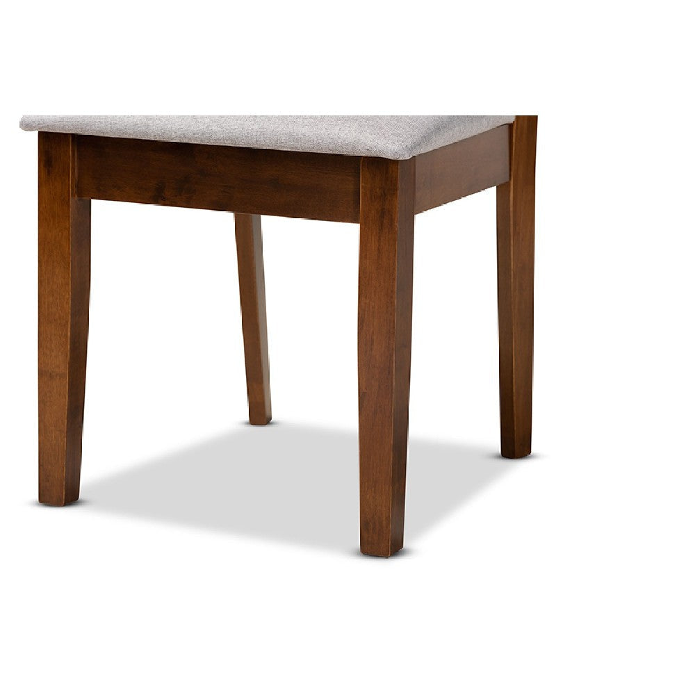 Baxton Studio Caron Modern and Contemporary Grey Fabric Upholstered and Walnut Brown Finished Wood 2-Piece Dining Chair Set