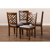 Baxton Studio Caron Modern and Contemporary Grey Fabric Upholstered Walnut Brown Finished 4-Piece Wood Dining Chair Set Set