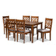 Baxton Studio Caron Modern and Contemporary Grey Fabric Upholstered and Walnut Brown Finished Wood 7-Piece Dining Set